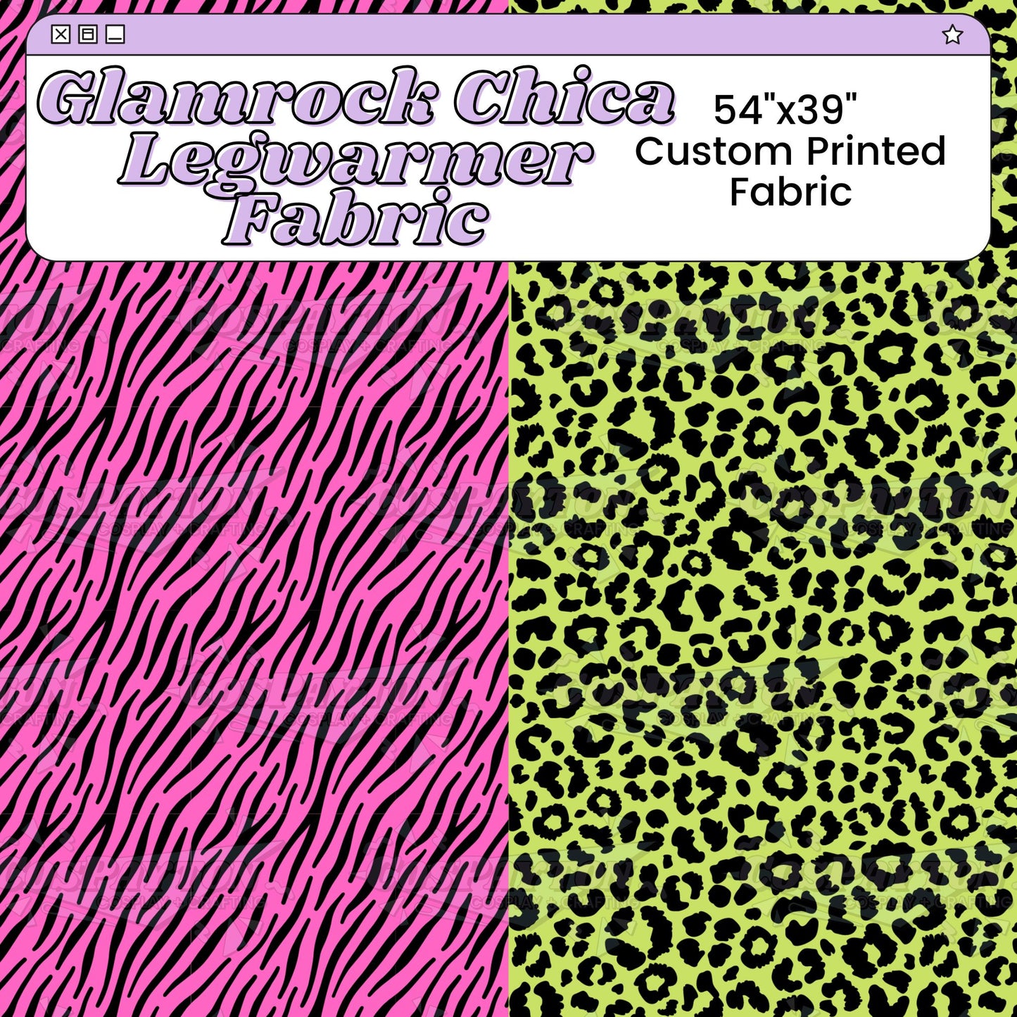 Glamrock Chica Legwarmers Custom Printed Cosplay Fabric | Inspired by Five Nights at Freddy's: Security Breach
