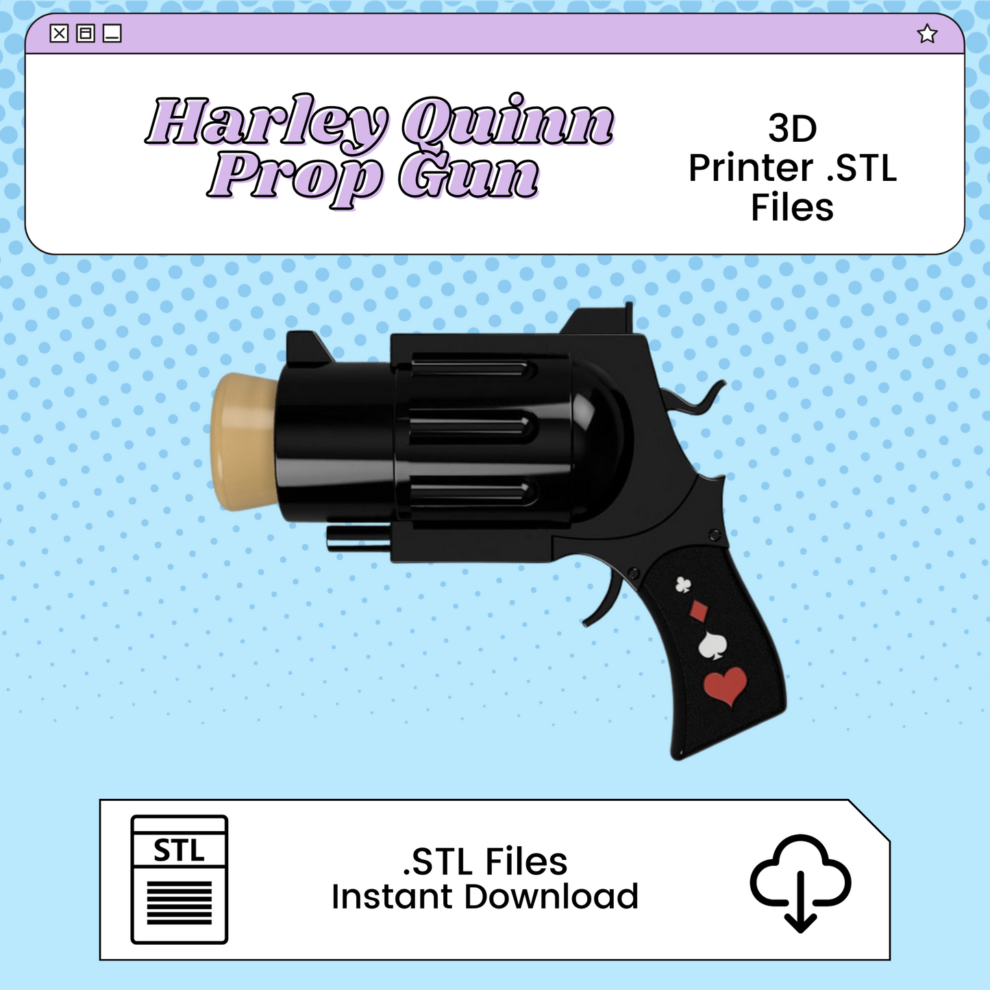 Cork Gun 3D Print File Inspired by Harley Quinn | STL for Cosplay