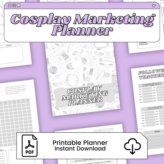 Cosplay Marketing Planner for Social Media | Printable PDF and PNG Planner