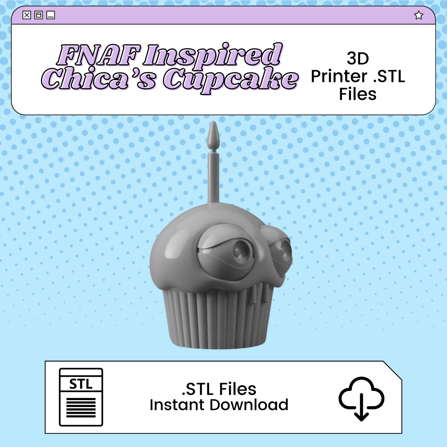 Chica's Cupcake 3D Print File Inspired by Five Nights at Freddy's | STL for Cosplay