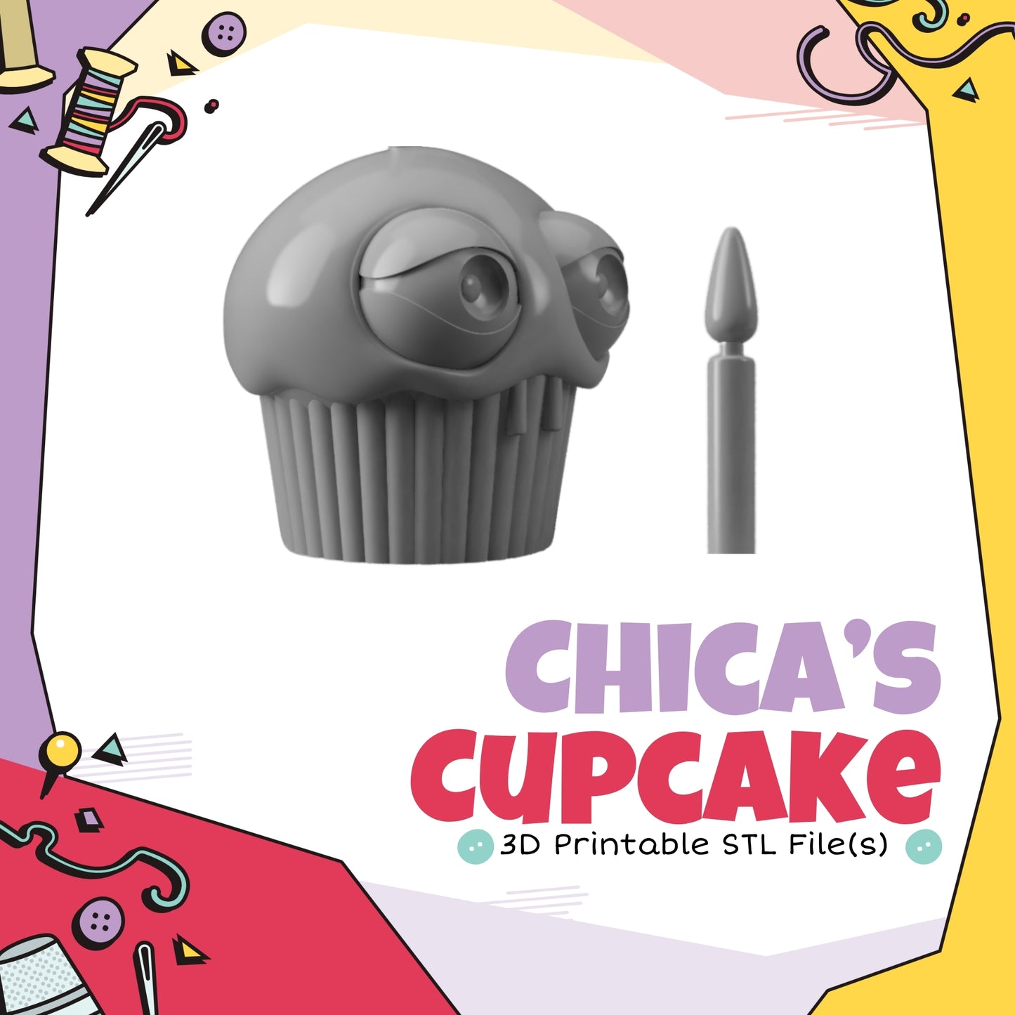 Chica's Cupcake Cosplay 3D Print STL (Digital Download)