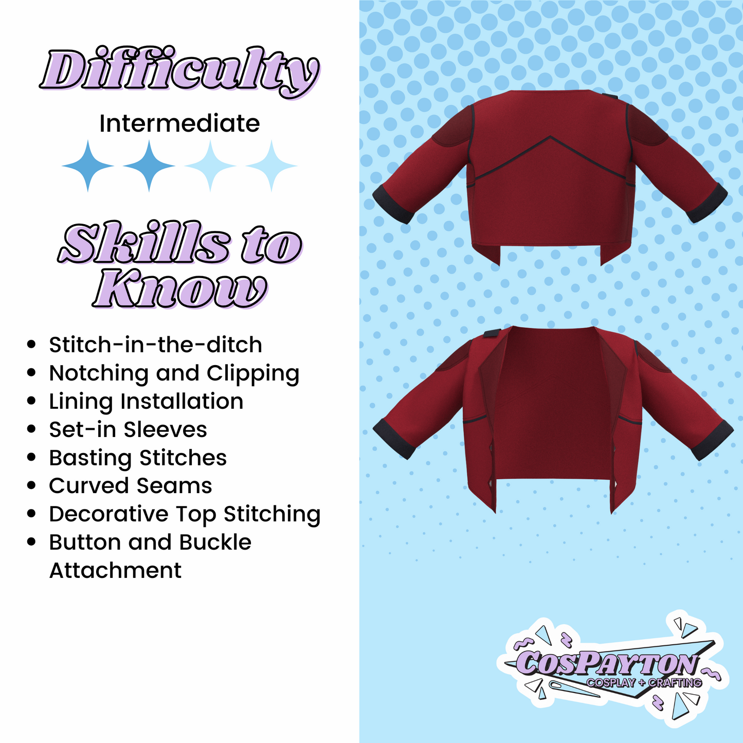 Vi Bundle Jacket, Hoodie, and Undershirt PDF Cosplay Pattern | Arcane Inspired Printable Costume Pattern