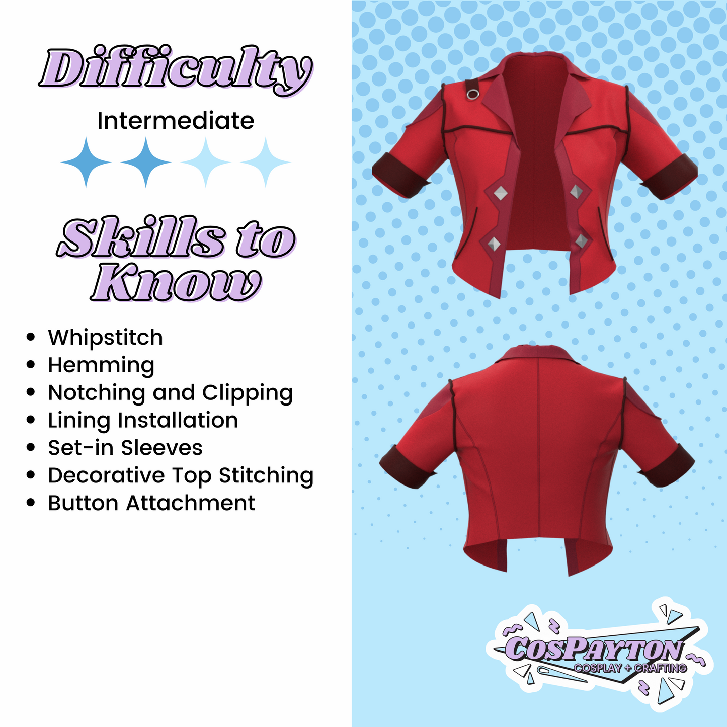 Vi Jacket PDF Cosplay Pattern | Arcane Inspired Printable Costume Pattern