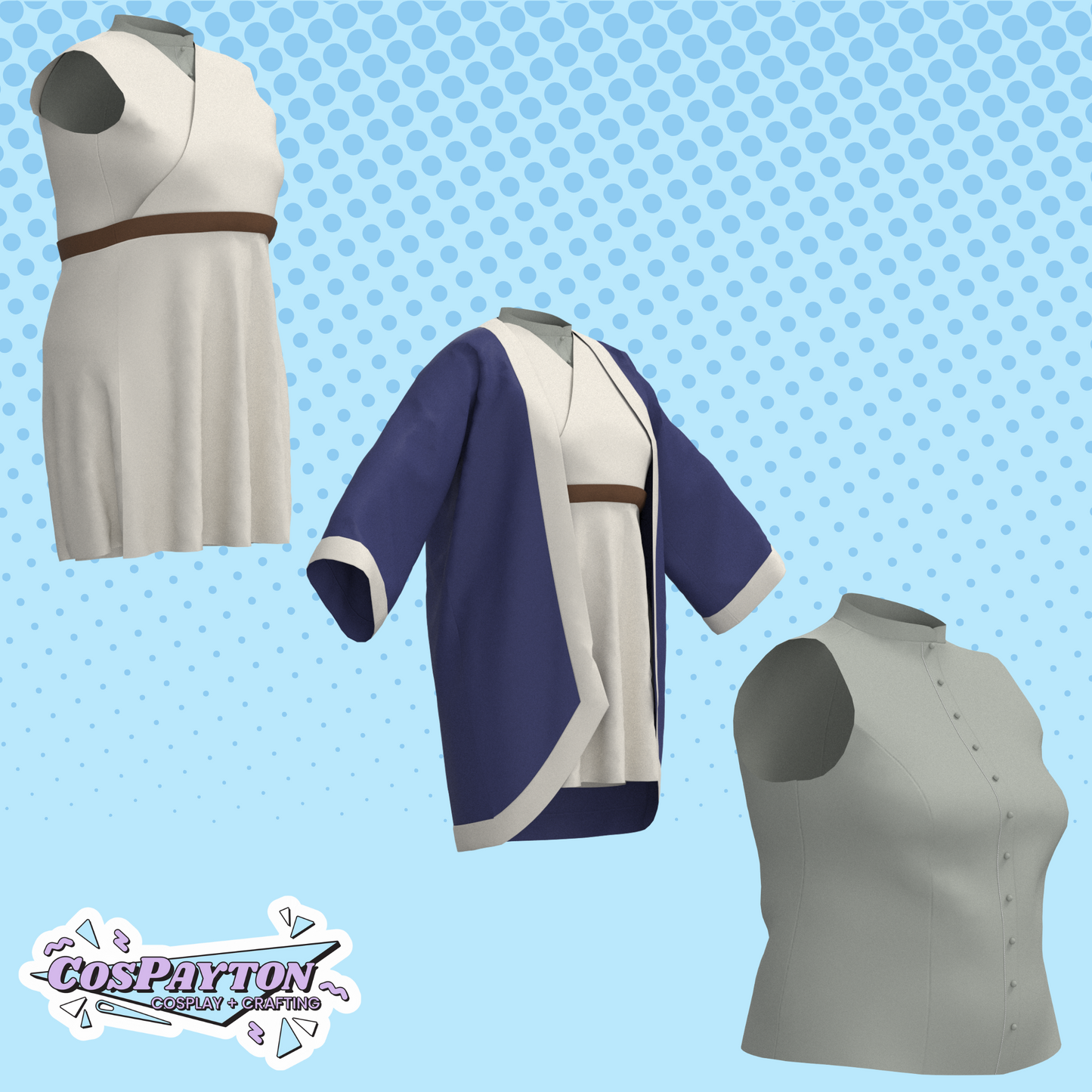 Falin Touden Jacket, Undershirt, and Tunic PDF Cosplay Pattern | Delicious in Dungeon/Dungeon Meshi Inspired Printable Costume Pattern