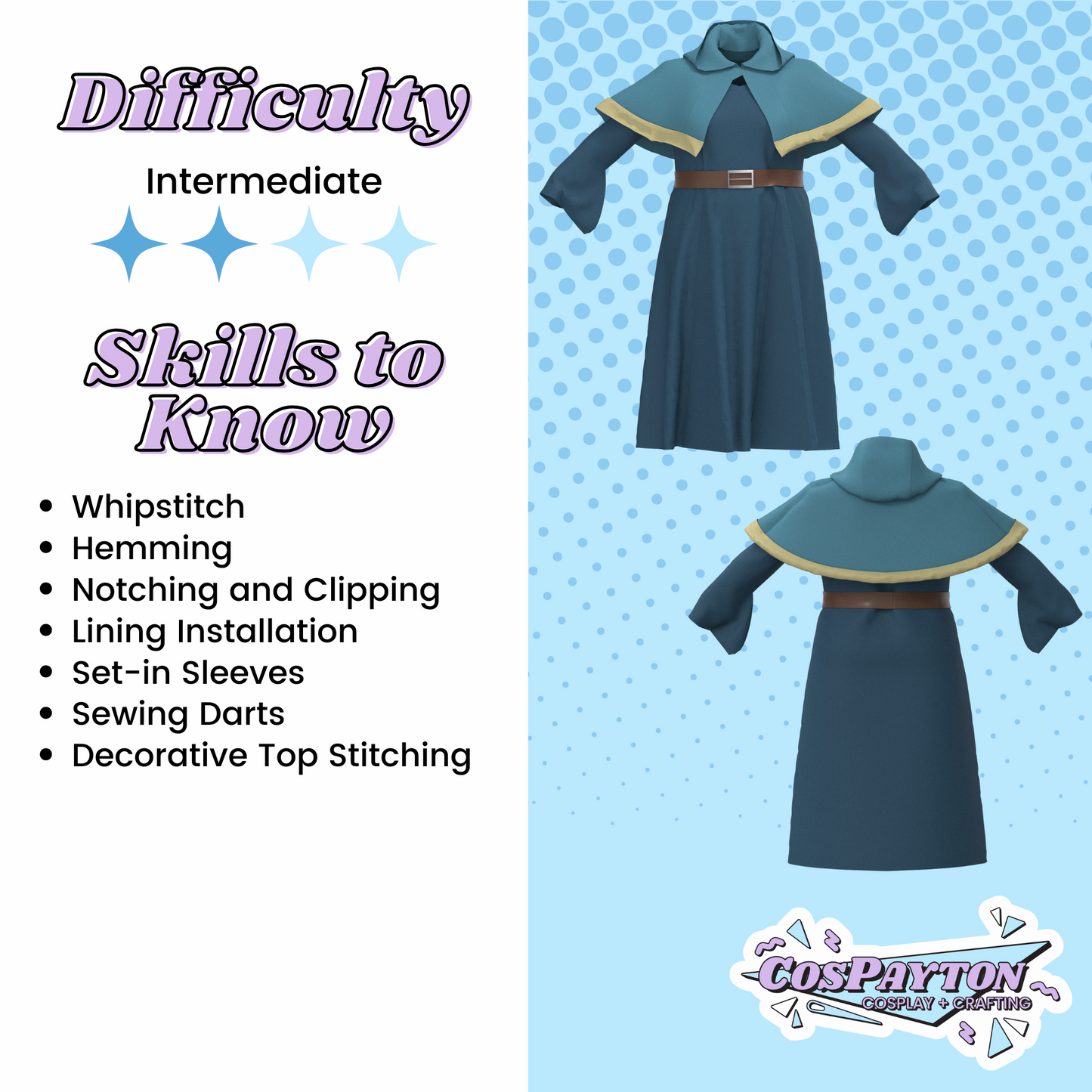 Marcille Donato Dress and Cape PDF Cosplay Pattern | Delicious in Dungeon/Dungeon Meshi Inspired Printable Costume Pattern