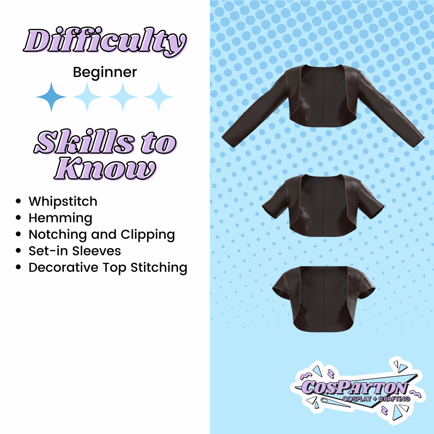 Customizable Bolero PDF Cosplay Pattern | Adjustable Sleeves and Hood