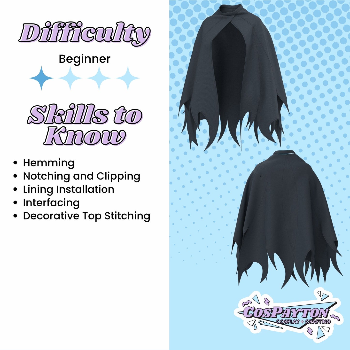 Knight Cloak PDF Cosplay Pattern | Hollow Knight Inspired Printable Costume Pattern