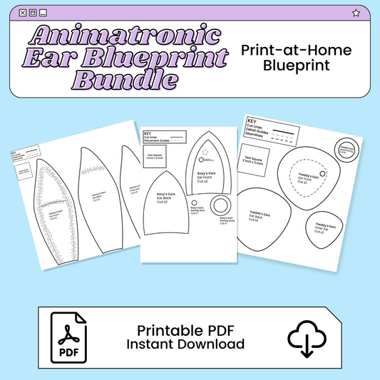 Animatronic Ear Bundle Printable Cosplay Blueprint | Inspired by Five Nights at Freddy's