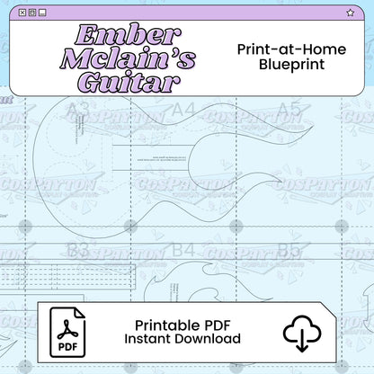 Ember Mclain's Guitar Cosplay Blueprint | Danny Phantom Inspired Printable PDFrint | Inspired by Danny Phantom