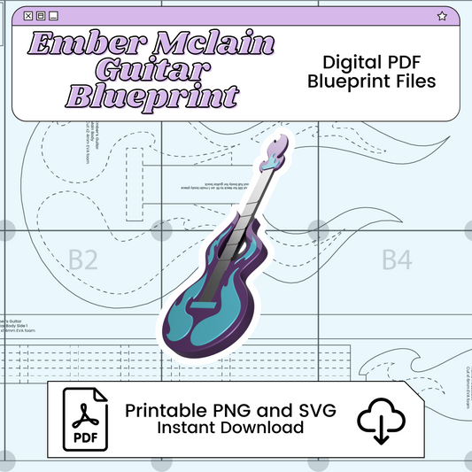 Ember Mclain's Guitar Printable Cosplay Blueprint | Inspired by Danny Phantom