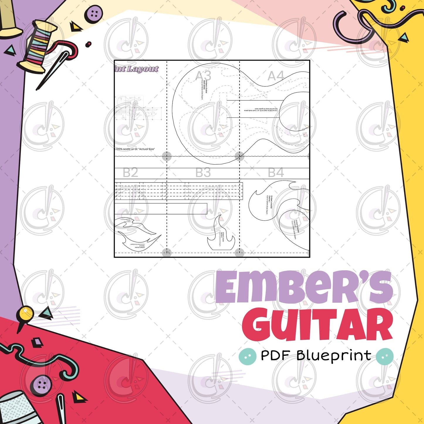 Ember Guitar Cosplay Blueprint (Digital Download)