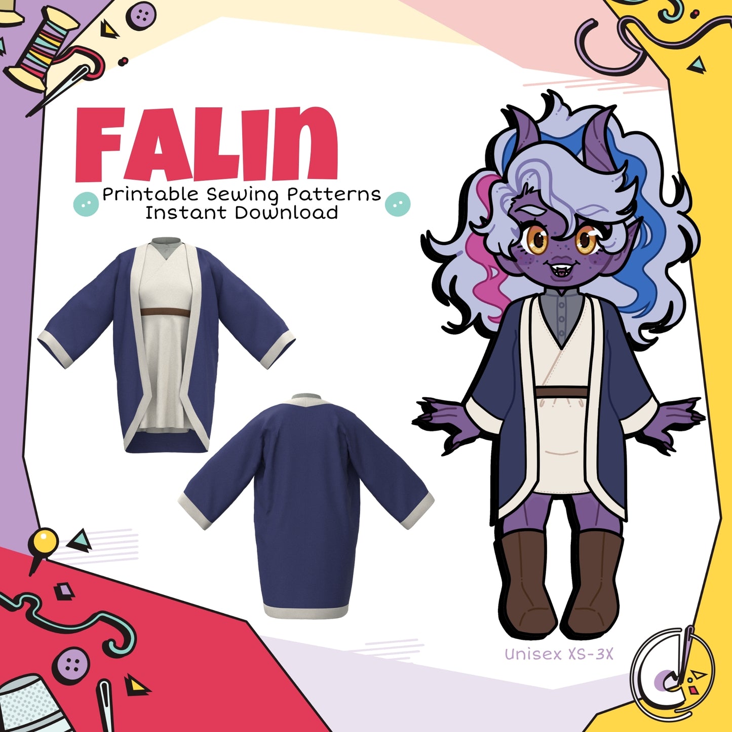 Falin Cosplay Shirt, Tunic, and Jacket Sewing Pattern Bundle (Digital Download)