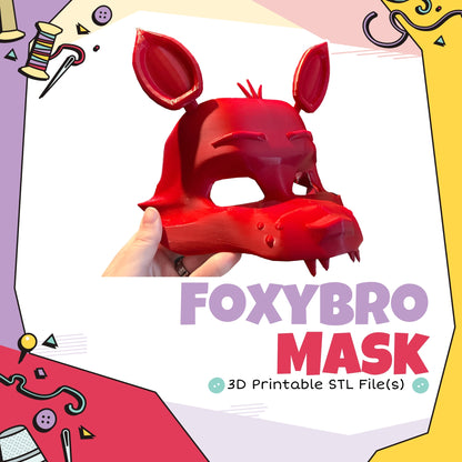 Fazbear Foxybro Mask Cosplay 3D Print STL (Digital Download)