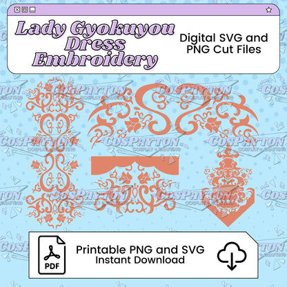 Lady Gyokuyou's Dress Embroidery Cosplay Template Inspired by The Apothecary Diaries | PNG SVG Available