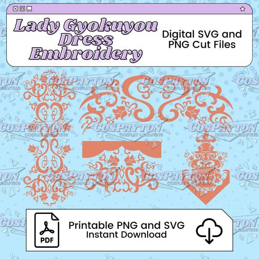 Lady Gyokuyou's Dress Embroidery Cosplay Template Inspired by The Apothecary Diaries | PNG SVG Available
