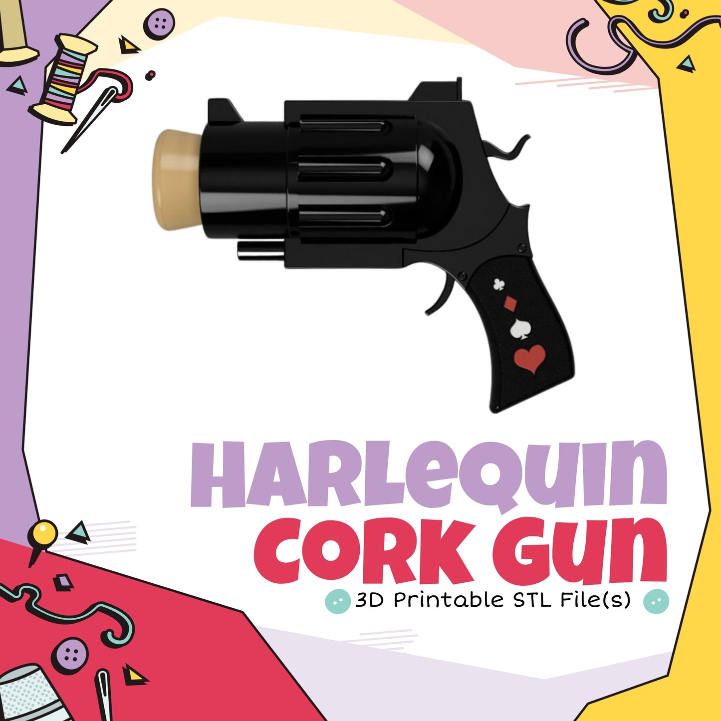 Harlequin Prop Cork Gun Cosplay 3D Print STL (Digital Download)