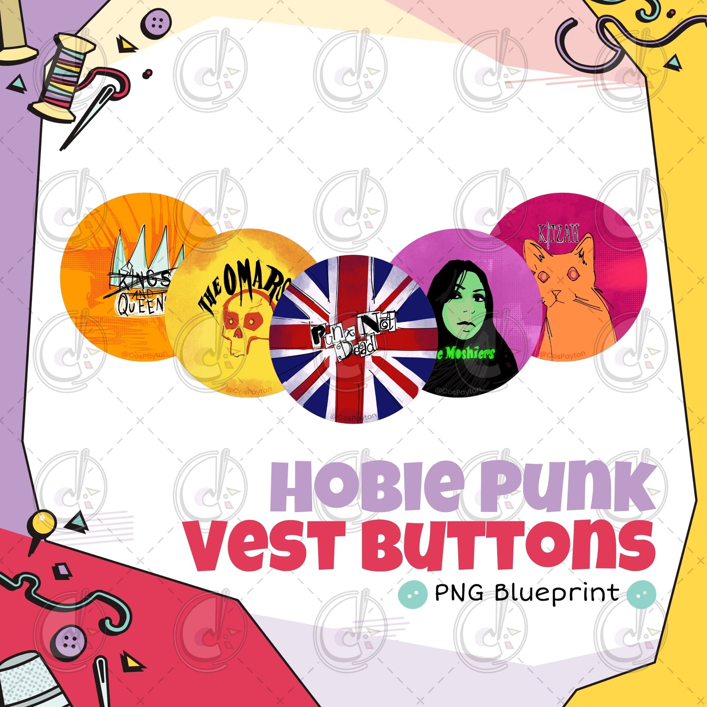 Hobie Punk Spider Vest Buttons Cosplay Template (Digital Download)
