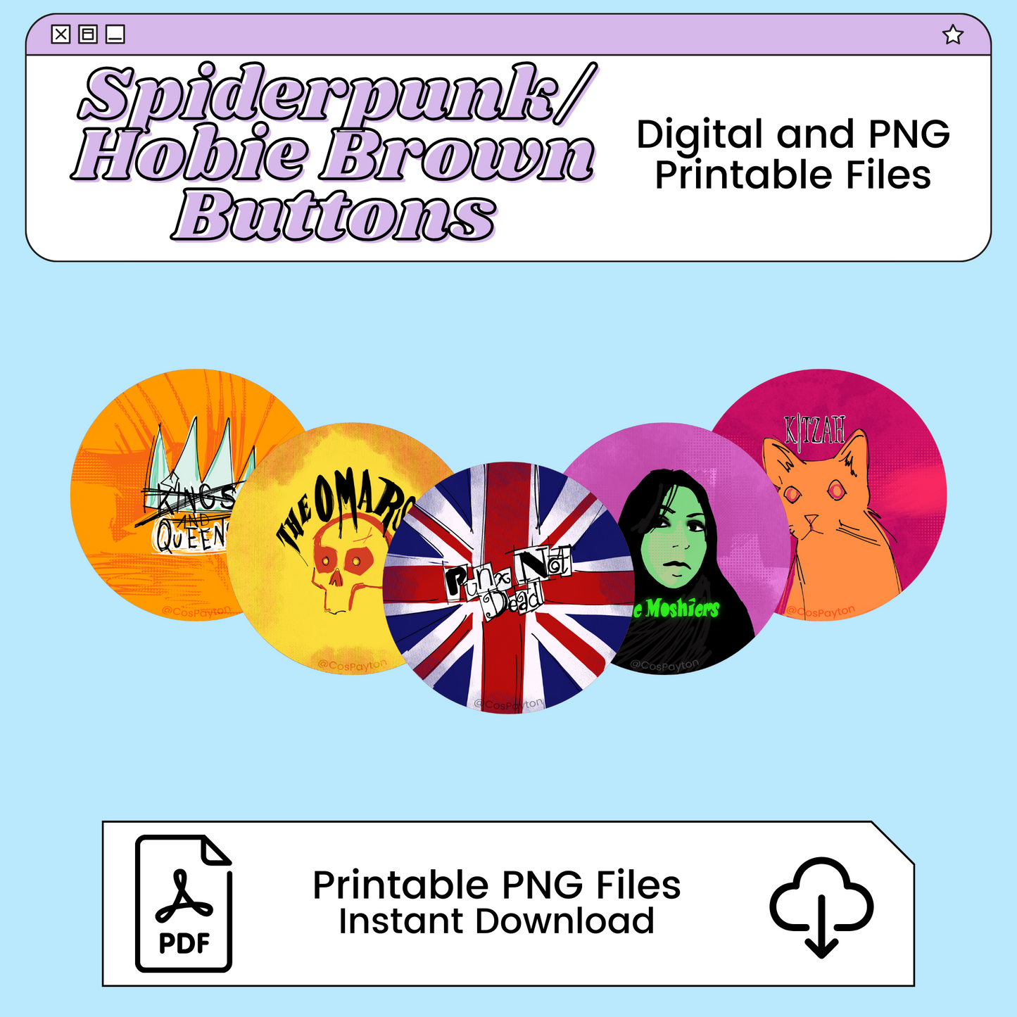 Hobie/Spiderpunk Jacket Button Template PNG | Instant Download Digital Files for Cosplay
