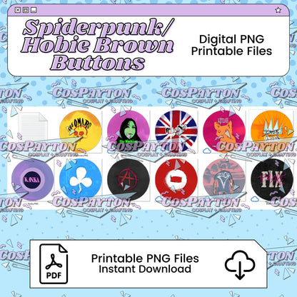 Hobie/Spiderpunk Vest Buttons Printable Template Inspired by Spiderverse | PNG SVG Available