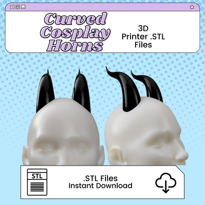 Curved Costume Devil/Tiefling Horns 3D Print File | STL for Cosplay