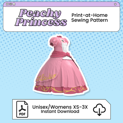 Peachy Princess Ballgown PDF Cosplay Pattern | Smash Bros Inspired Printable Costume Pattern