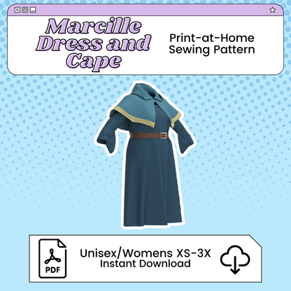 Marcille Donato Dress and Cape PDF Cosplay Pattern | Delicious in Dungeon/Dungeon Meshi Inspired Printable Costume Pattern
