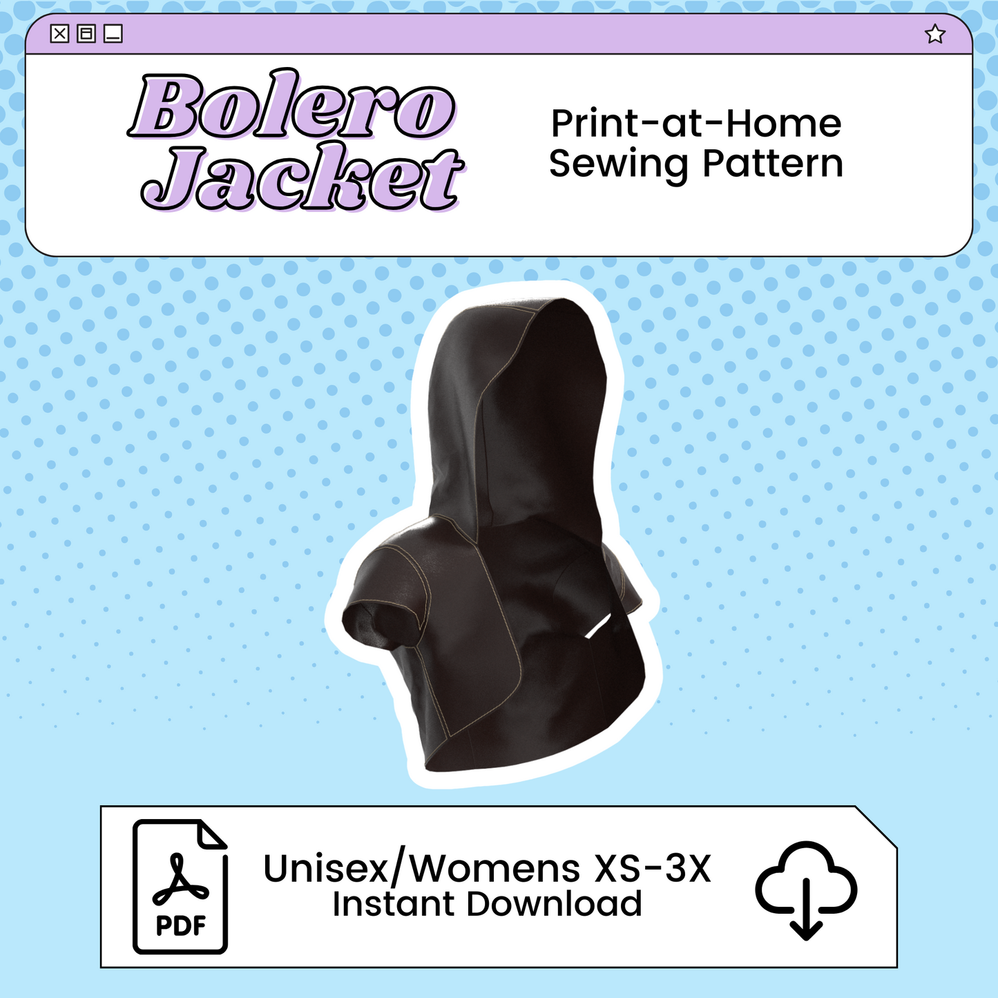 Customizable Bolero PDF Cosplay Pattern | Adjustable Sleeves and Hood