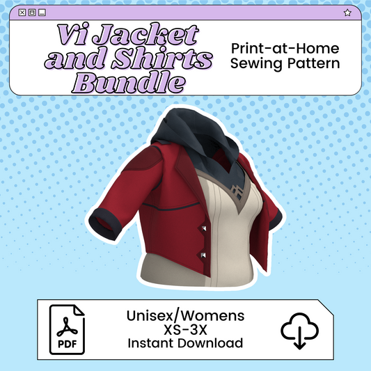 Vi Bundle Jacket, Hoodie, and Undershirt PDF Cosplay Pattern | Arcane Inspired Printable Costume Pattern