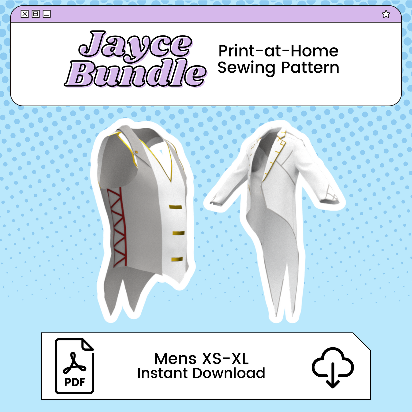 Jayce Jacket and Vest PDF Cosplay Pattern Bundle | Arcane Inspired Printable Costume Pattern