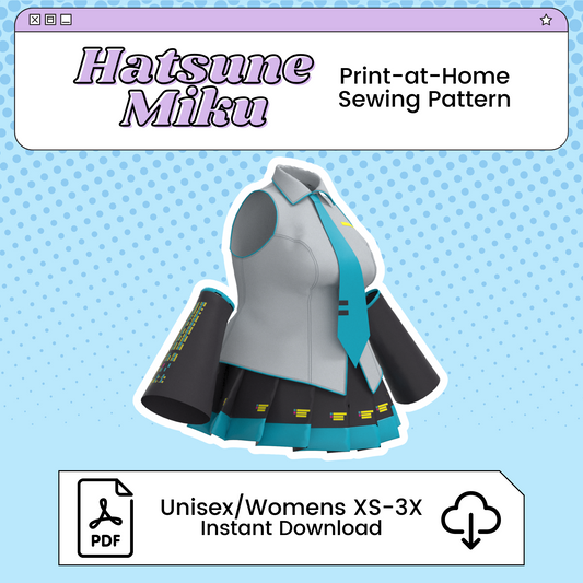 Hatsune Miku Vest, Skirt, Sleeves PDF Cosplay Pattern | Vocaloid Inspired Printable Costume Pattern