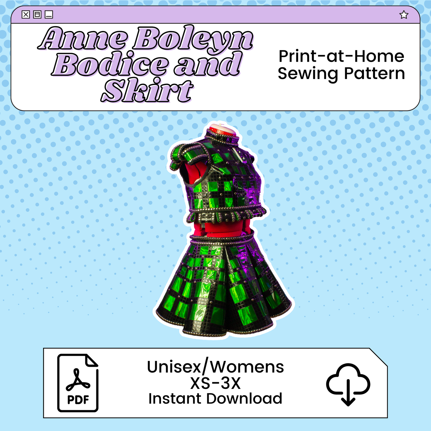 Anne Boleyn Skirt and Bodice PDF Cosplay Pattern | Six the Musical Inspired Printable Costume Pattern