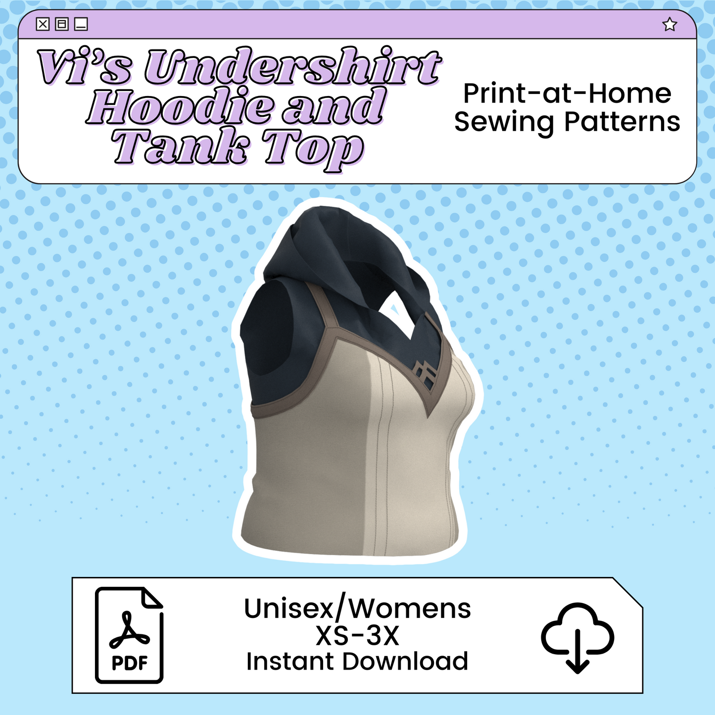 Vi Shirts Undershirt Hoodie and Tank Top PDF Cosplay Pattern | Arcane Inspired Printable Costume Pattern