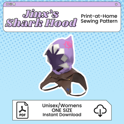 Jinx's Shark Hood PDF Cosplay Pattern | Arcane Inspired Printable Costume Pattern