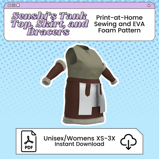 Senshi’s Tank Top, Skirt, and Bracers PDF Cosplay Pattern | Delicious in Dungeon/Dungeon Meshi Inspired Printable Costume Pattern