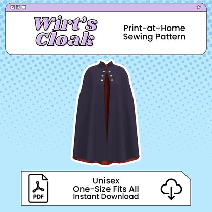 Wirt's Cloak PDF Cosplay Pattern | Over the Garden Wall Inspired Printable Costume Pattern