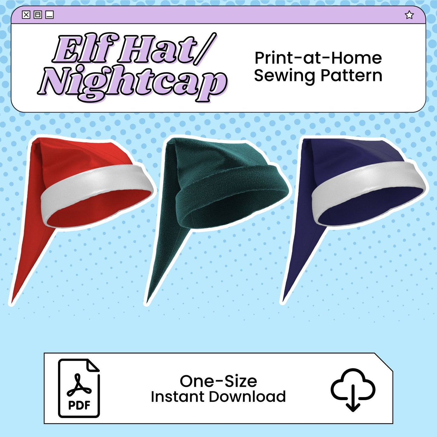 FREE Elf Hat/Nightcap PDF Cosplay Pattern | Printable Costume Pattern