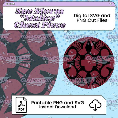 Malice/Sue Storm Chest Piece Printable Template Inspired by Marvel Rivals | PNG SVG Available