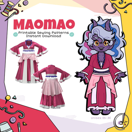 Maomao Dance Outfit Top and Skirts Cosplay Sewing Pattern Bundle (Digital Download)
