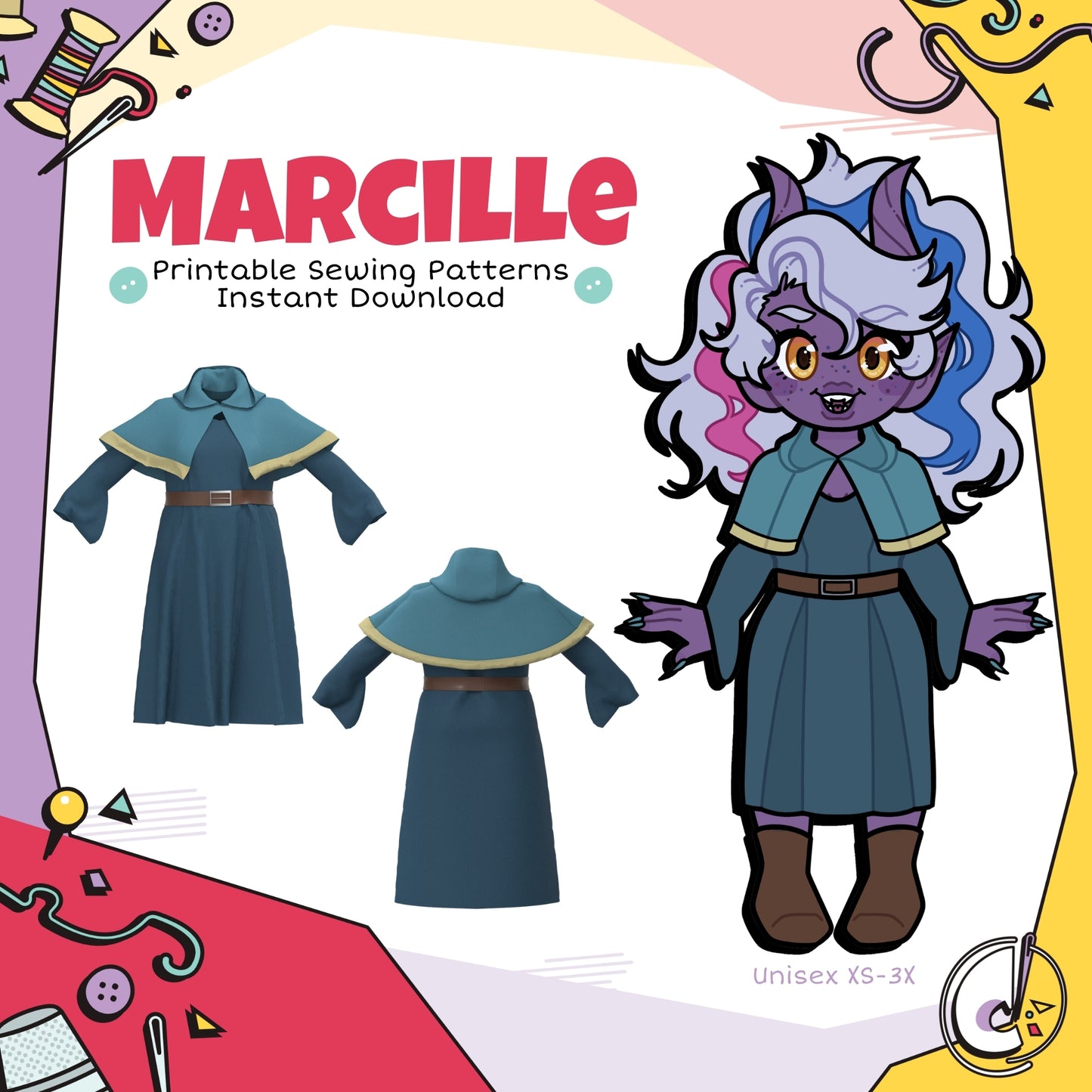 Marcille Dress and Cape Cosplay Sewing Pattern Bundle (Digital Download)
