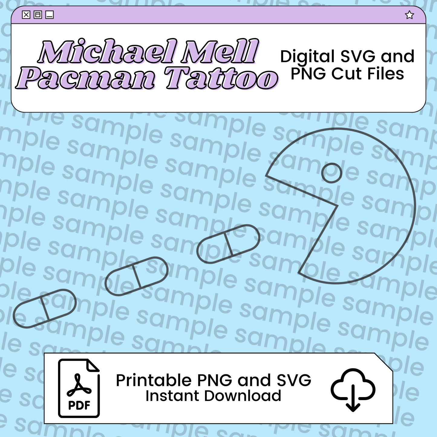 Michael Mell Pacman Tattoo Inspired by Be More Chill SVG PNG | Instant Download Digital Cut Files for Cosplay and Theatre