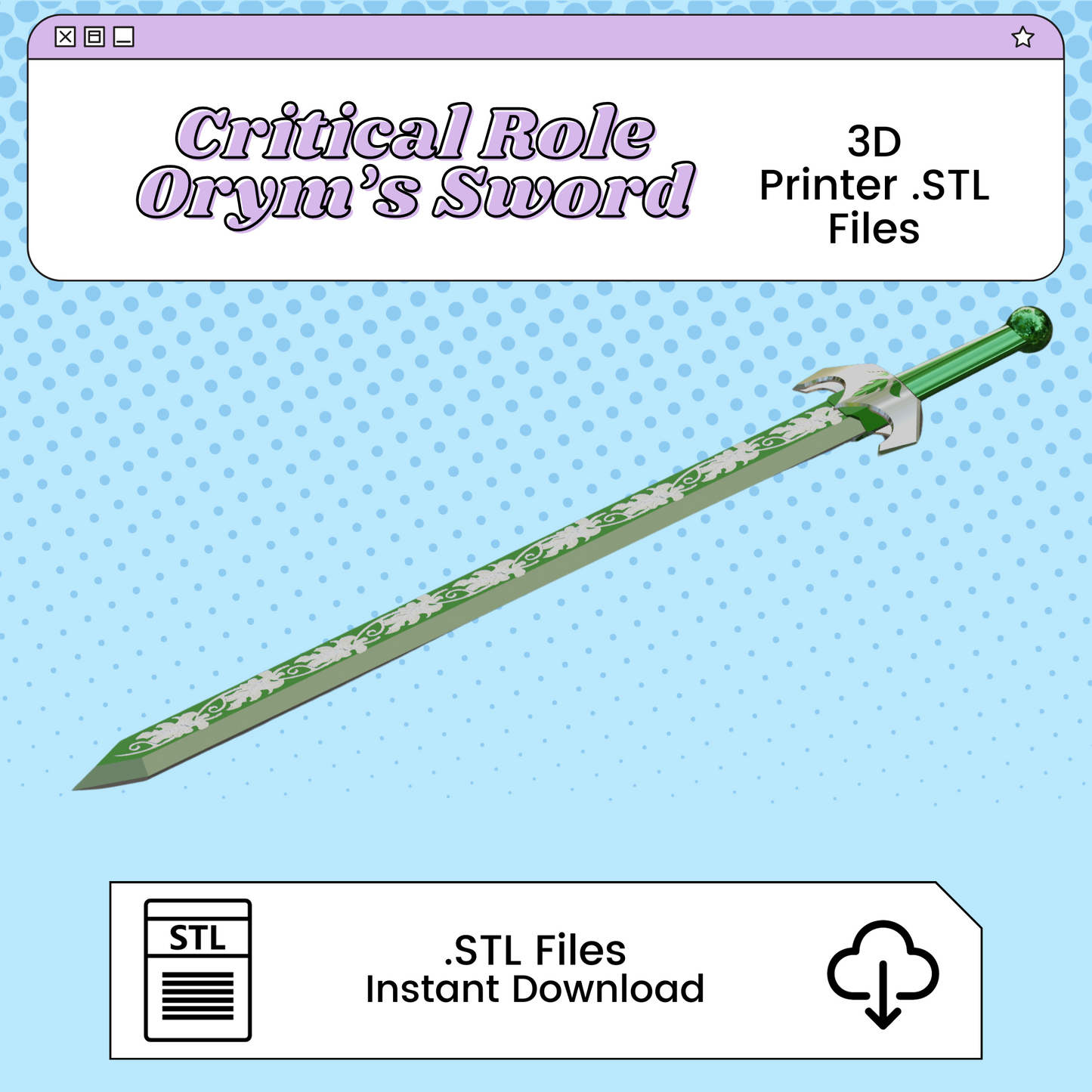 Orym's Sword 3D Print File Inspired by Critical Role | STL for Cosplay