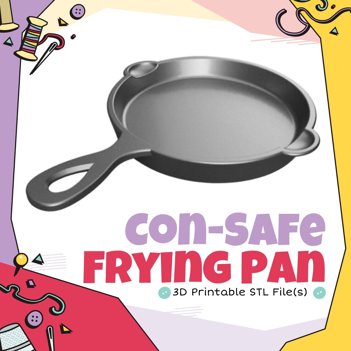 Convention Safe Frying Pan Cosplay 3D Print STL (Digital Download)