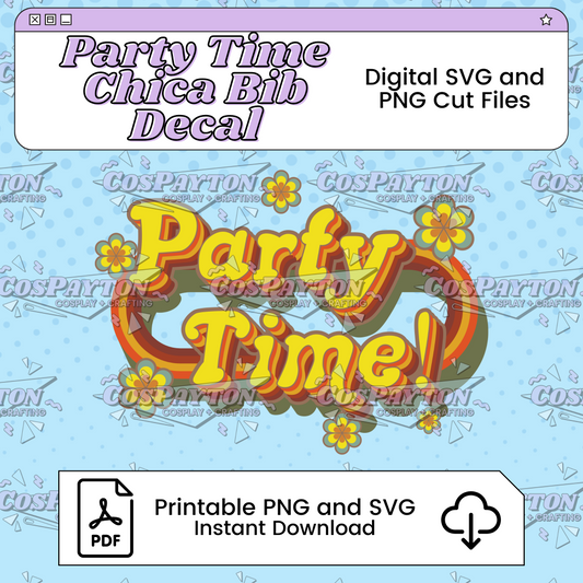 Chica "Party Time" Bib Printable Cosplay Template Inspired by Five Nights at Freddy's | PNG SVG Available