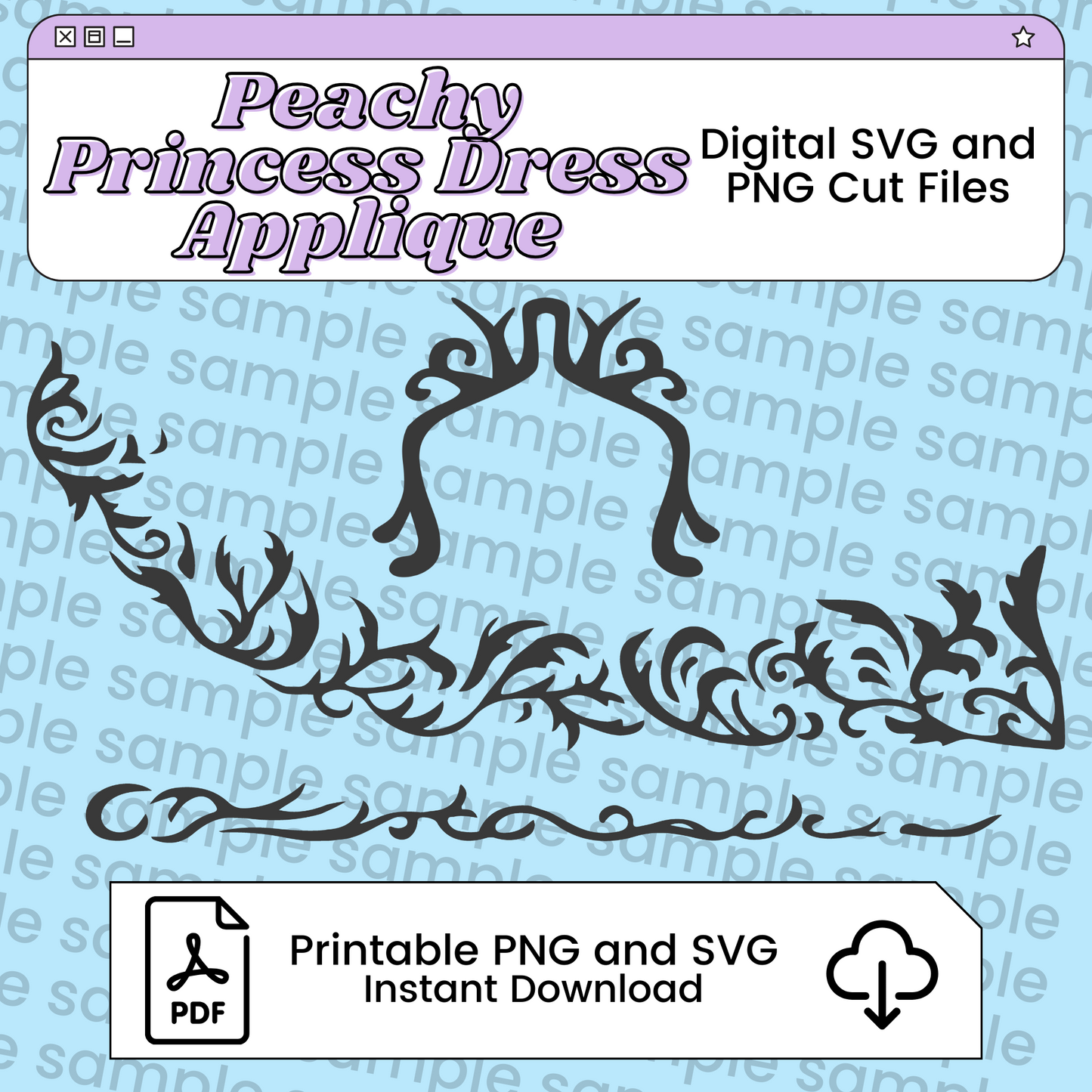 Peachy Princess Dress Applique Printable Cosplay Template | PNG PDF SVG Available