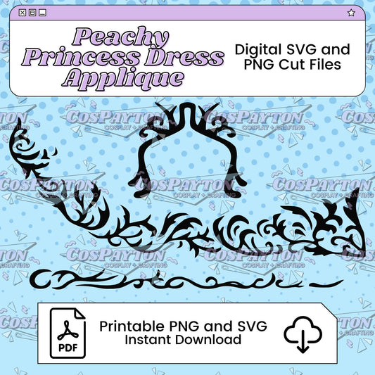 Peachy Princess Dress Appliqué Printable Cosplay Template | PNG PDF SVG Available