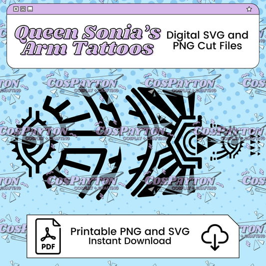 Queen Sonia Arm Tattoos Printable Template Inspired by Tearful Kingdom | PNG SVG Available