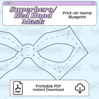 Superhero/Red Hood Mask Printable Cosplay Blueprint | Comics Inspired Printable PDF