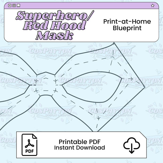 Superhero/Red Hood Mask Printable Cosplay Blueprint | Comics Inspired Printable PDF