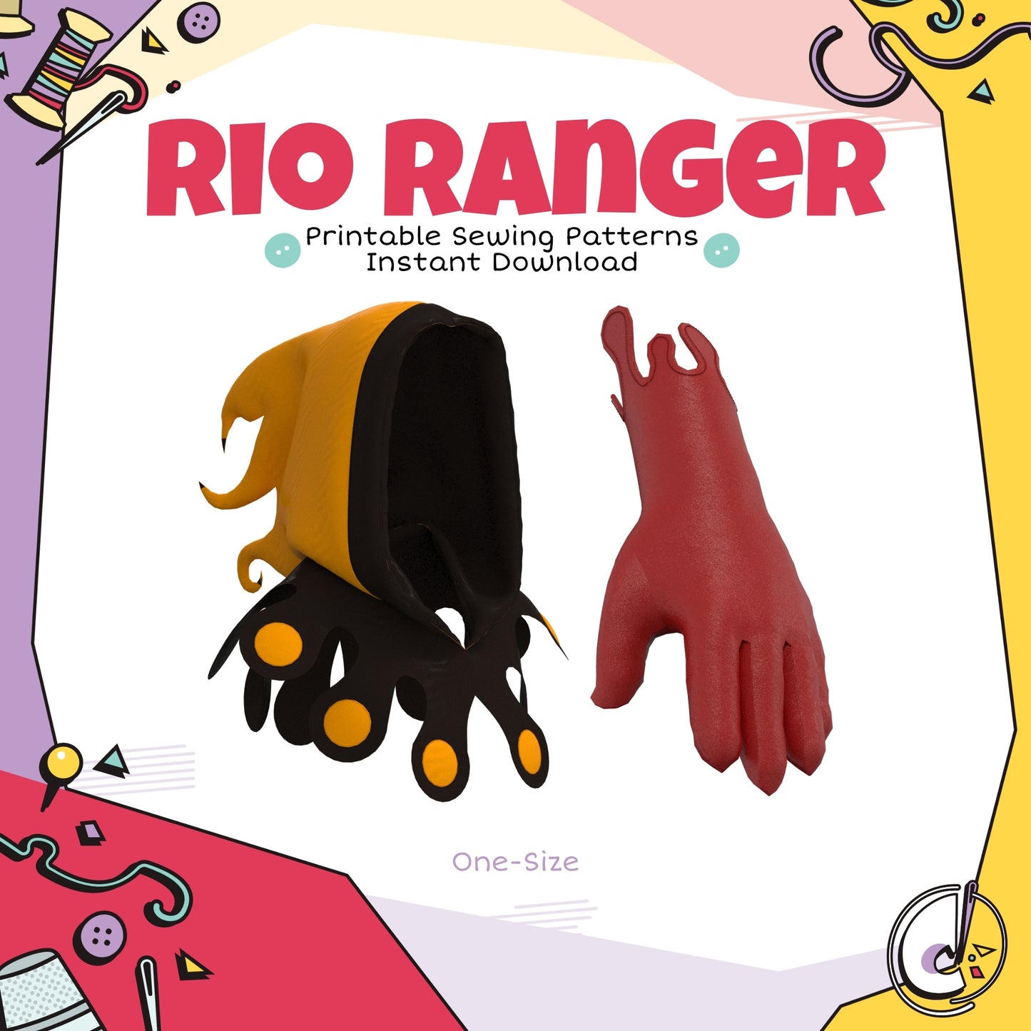 Rio Ranger Hood and Glove Cosplay Sewing Pattern (Digital Download)