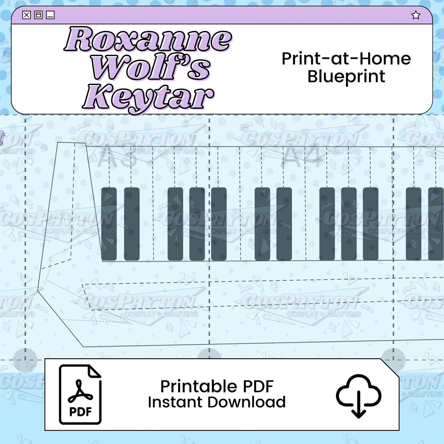 Roxanne Wolf's Keytar Cosplay Blueprint | Five Nights at Freddy's: Security Breach Inspired Printable PDF